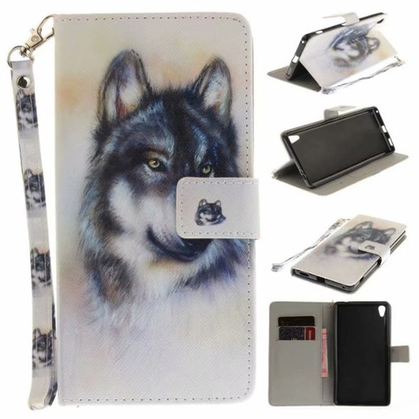 

flip wallet case for sony xa ultra /c6 cases coque animal wolf owl tiger lion painted pu leather phone bags accessories cover