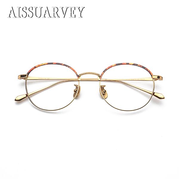 

pure titanium retro round vintage print optical eyeglasses frames brand designer eyewear goggles luxury light 2018, Silver