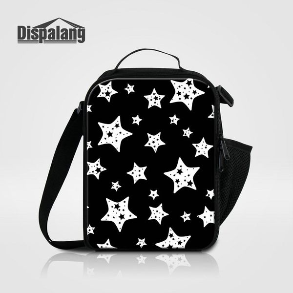 

children school lunchbox thermal insulated lunch bags for women girls lovely black stars boys insulation lunch box picnic food bolsa termica
