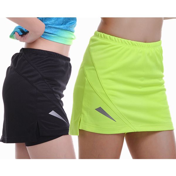 

wholesale-women fitness running skirt 2 in 1 tennis sport gym yoga skorts fitness short skirt badminton breathable quick drying, Black;red