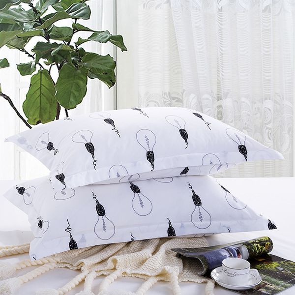 

1 piece white color fabric pillowcase bulb print pillow case cover 48cm*74cm kid bedroom use xf340-26