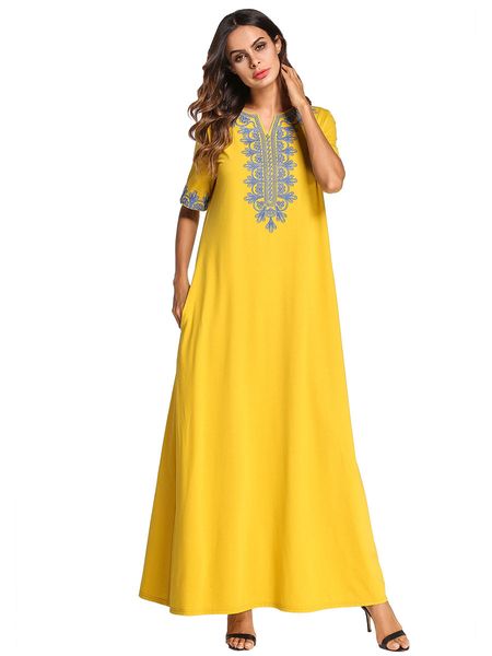 

3187087 sell muslim national style heavy industry embroidery arabia robe muslims big code women's long skirts musulman abaya, Red