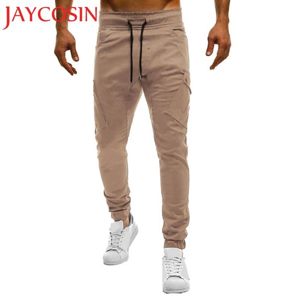 

jaycosin newly 2018 fashion men's sport pure color bandage casual loose sweatpants drawstring pant dropshipping aug 9, Black