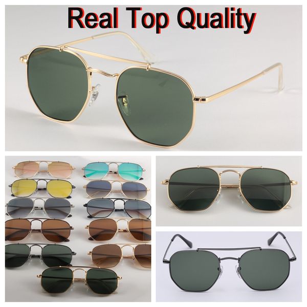 

3648 new 2018 hexagonal sunglasses g15 glass lense general model sun glasses shades men women uv400 glasses with all original packages, White;black