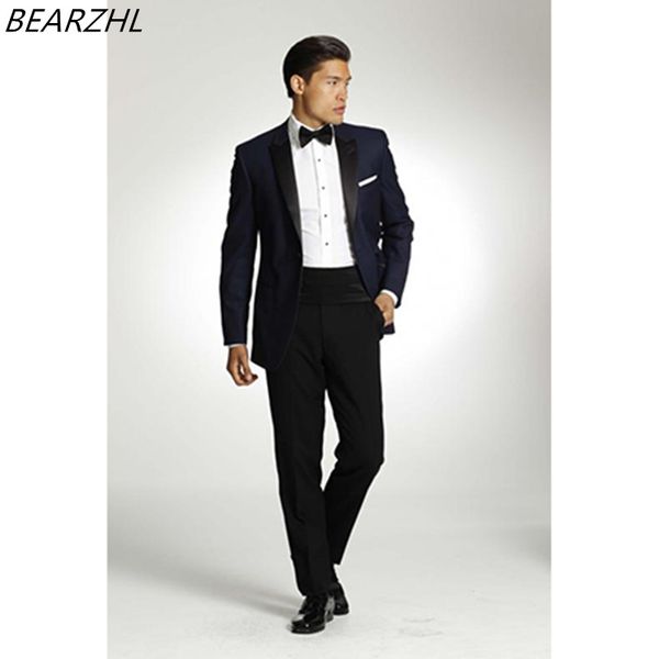

men suits navy blue for wedding bespoke suit man groom tuxedo for groomsmen suit high quality, White;black