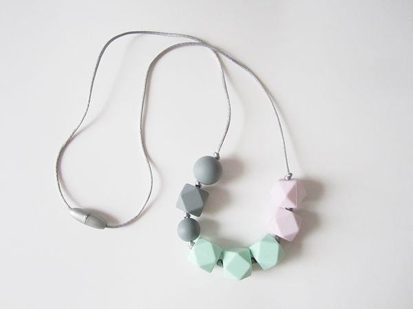 

геометрическая шестиугольник силиконовые прорезывания зубов ожерелье baby прорезыватель bpa бесплатно безопасный силикон жевать бусины ожере, Silver