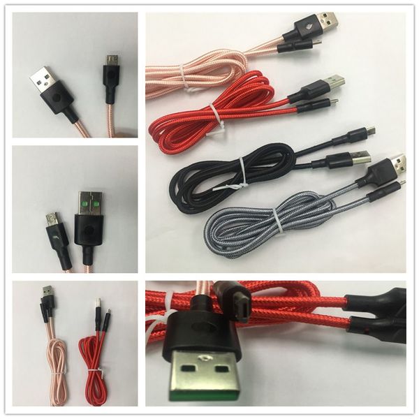 

1m/3ft 2m/6ft 3m/10ft braided usb cable andriod v8 micro usb data line sync 2a fast charger cable cord weave rope line for type c 5/6/7cable