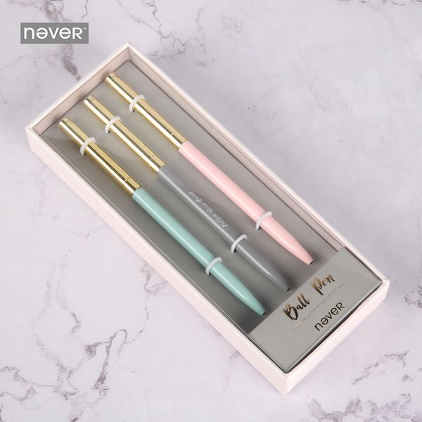 

never pink series metal ball pen gift stationery set 0.7mm black ink roller pens business office accessories school supplies, Blue;orange