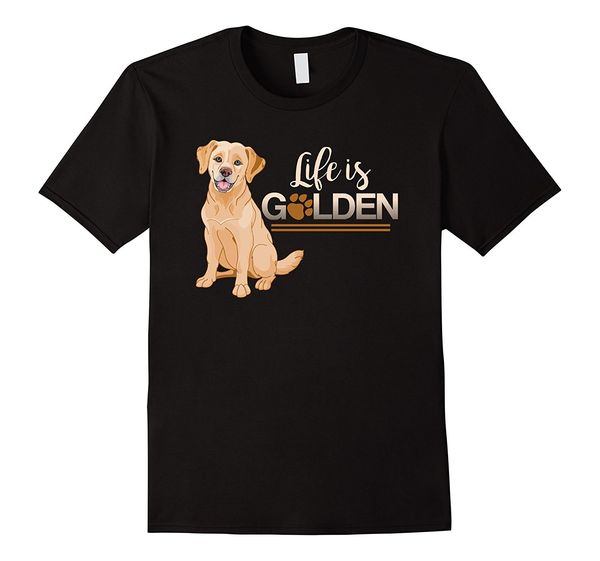 Acheter La Vie Est Golden Retriever Chien T Shirt Imprimer T Shirt été Court Lâche Vêtements Hommes Adulte T Shirt à Manches Courtes En Coton De
