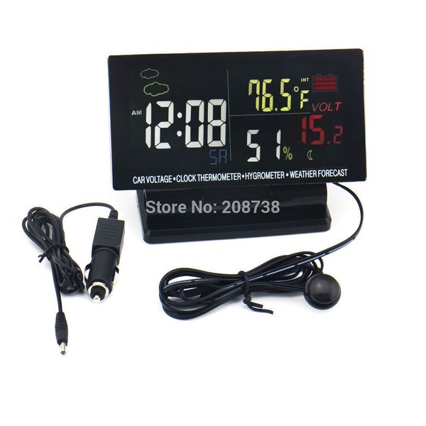

lcd digital time clock car thermometer hygrometer volt weather calendar forecast(6.8