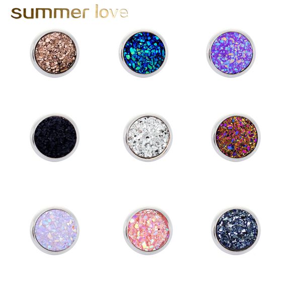 

new arrivel round gypsophila crystal stud earring 9 colors hypoallergenic engagement wedding stud earrings for women, Golden;silver