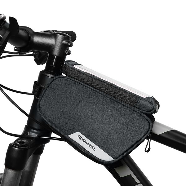 ROSWHEEL 121462 Borsa da telaio per bici Borsa da bicicletta per tubo superiore con supporto per cellulare