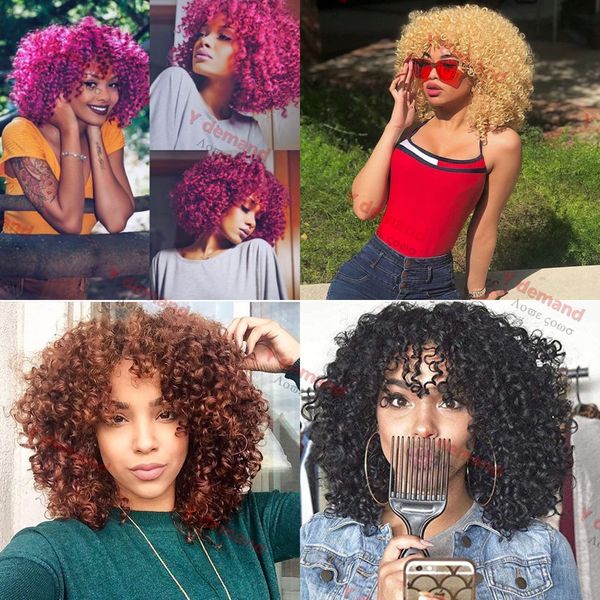 Black Purple Short Curly Wig New High Quality Brazilian Virgin