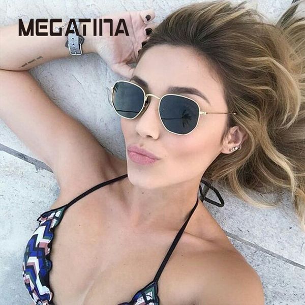 

megatina brand designer women round sunglasses men fashion vintage metal frame ocean sun glasses shade pink tinted eyewear uv400, White;black