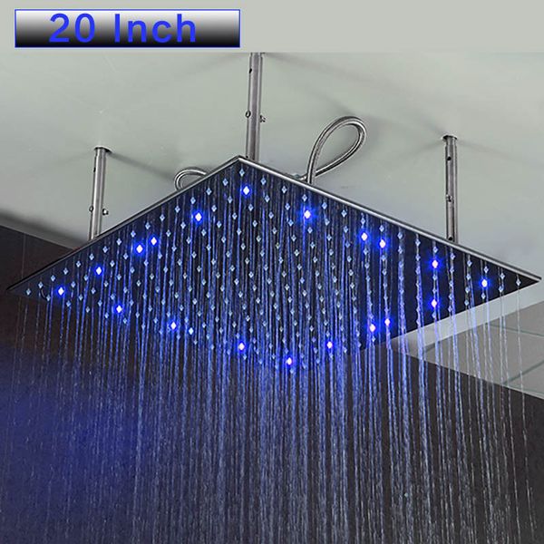 

20 inch bathroom rainfall spa big shower heads led light showerhead mounted ceiling showers square rain shower brush