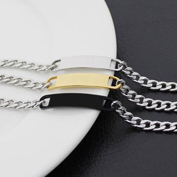 

sangsy bracelet 316 stainless steel id bracelet bangles silver/black men jewelry bar bracelets for women, Golden;silver
