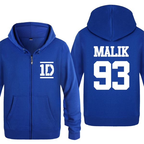 

malik 93 one direction 1d rock music sweatshirts men 2018 mens zipper hooded fleece hoodies cardigans, Black