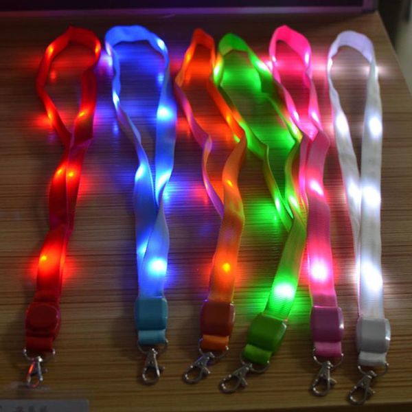 LED Light Up Neck Strap Band Cordino Portachiavi ID Badge Appeso Corda in pizzo Cinghie per cellulare Decorazione per feste