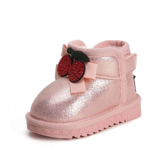 

11-15cm winter girls sneakers kids warm plush snow boots child girls silver boots genuine leather boots toddler dress shoes, Black;grey