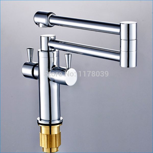 

double handle single hole kitchen faucets,all copper kitchen faucets,brass folding mixer tap,j15533