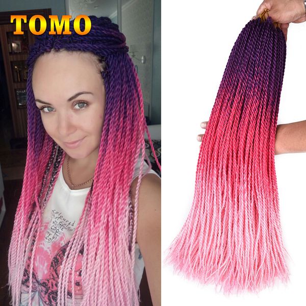 Crochet Braids Synthetic Senegalese Twist Purple Red Pink Ombre Braiding Hair Extensions Black White Woman Braided Hair Bulk 30 Roots Pack Australia