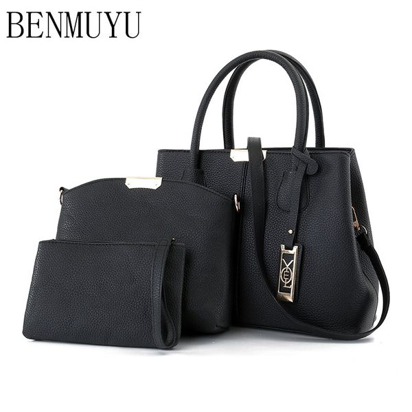 

benmuyu,leather handbags,3 new women's handbags, lychee tattoo fashion car suture with one shoulder slung over the lady's bags