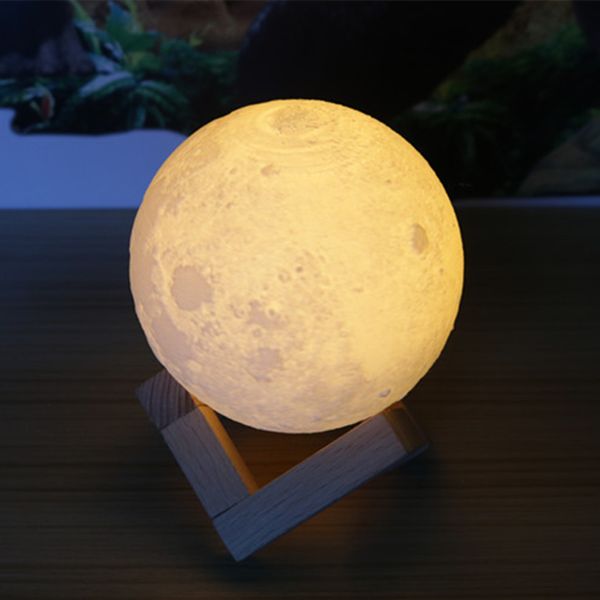 Freeshipping 18 / 20cm 3D Magical Moon Led Night Light Light Moonlight Desk Candeeiro USB Recarregável para Decoração de Casa Presente de Natal