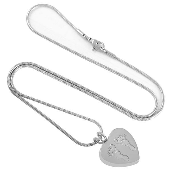 

ijd8006 детские ножки шкатулка серебро форме сердца из нержавеющей стали кремация подвеска на пепел пепел урна мемориал ожерелье сувенирные, Silver