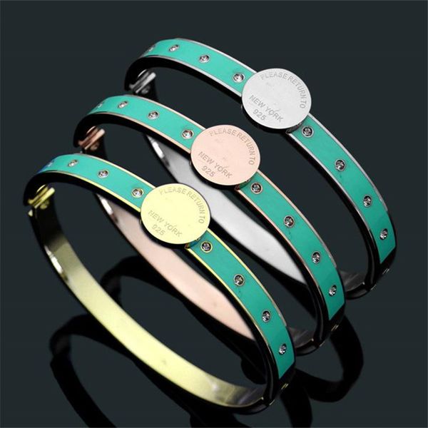 

Мода дизайн T письмо браслеты роскошные 18k розовые браслеты унисекс Браслет из нержавеющей стали с коробкой стильный пара подарок с коробкой