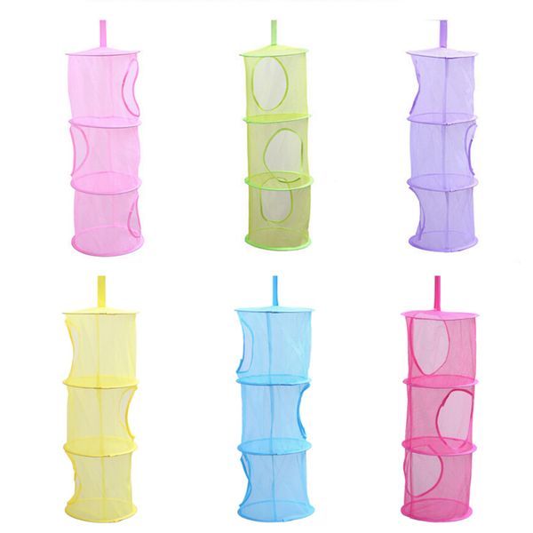 

ounona hanging mesh space saver bags organizer 3 compartments toy storage basket for kids room