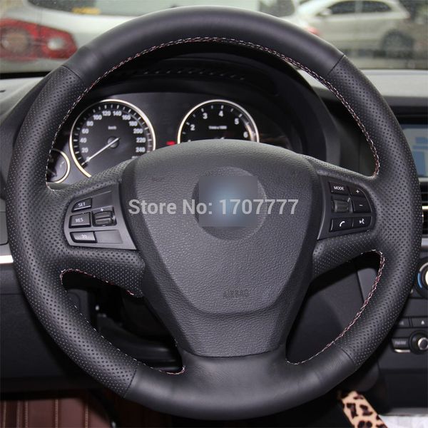 

black leather hand-stitched car steering wheel cover for bmw x3 2014 x5