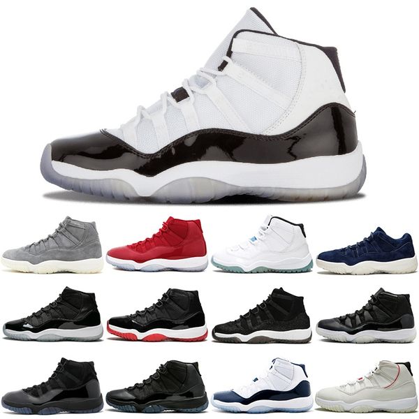 

11 platinum tint space jam bred gama blue basketball shoes men 11s concords 72-10 legend blue cool grey designer sneakers