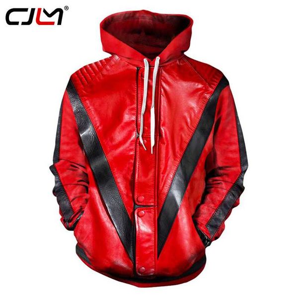 

cjlm hoodies men mj michael jackson thriller jacket red long hoodie sweatshirt 3d print fashion streetwear hooded sweatshirt 6xl, Black