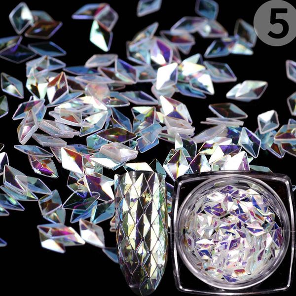 

chameleon ab paillettes laser sequins nail art spangles for nail sequins rhombus 3d art charm flakes glitter mjz2068, Silver;gold