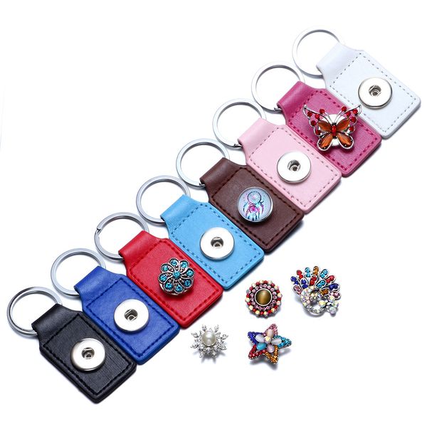 

8 colors black brown pu leather snap button keychain noosa keyring diy snap buttons key chains gift key rings jewelry d943l, Slivery;golden