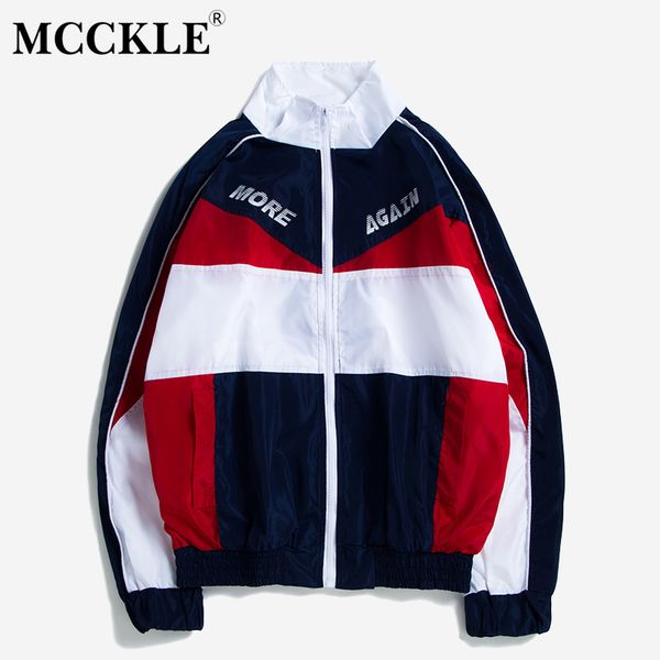 

mcckle long sleeve patchwork jackets 2018 autumn winter hip hop stand collar jacket streetwear zip coats, Black;brown