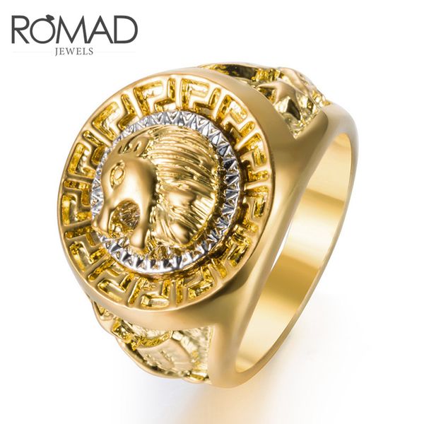 

Romad горячие продажи золотой цвет кольцо мужчины Лев шаблон хип-хоп кольца для женщин мужчины старинные панк ювелирные изделия bague homme челнока