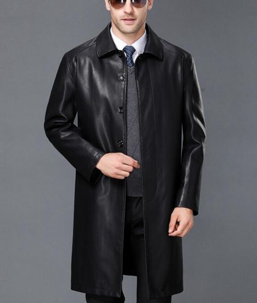 

men's autumn winter korean new fashion trend boutique xieshen personality leisure long single breasted sheep skin jacket / m-3xl, Black
