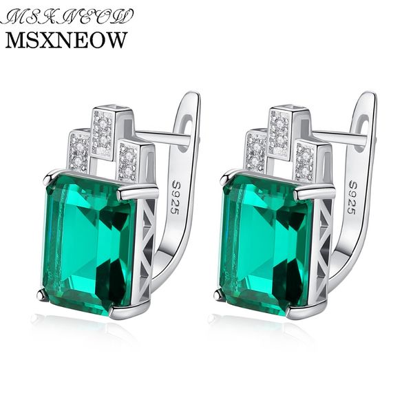 

msxneow oval 1.8 carat natural emerald birthstone stud earrings solid 925 sterling silver fine jewelry for women se0110, Golden;silver