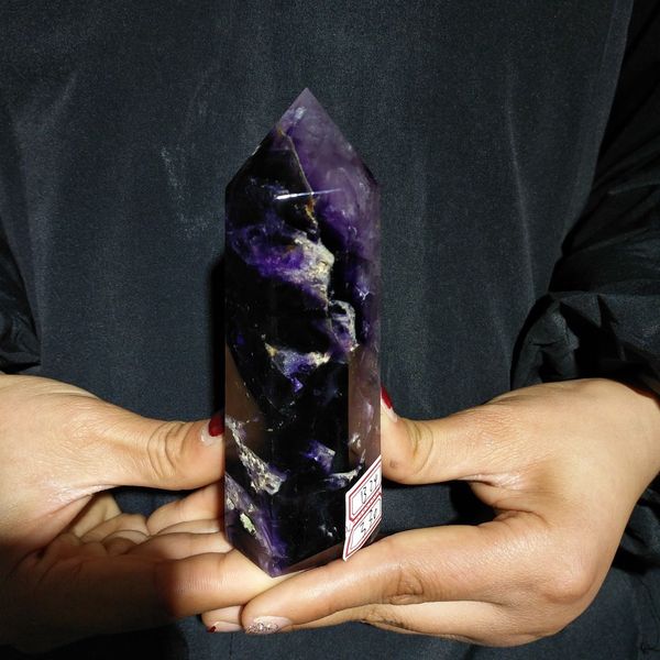 

about 300g natural magic rock purple fluorite quartz crystal point mineral healing, Black