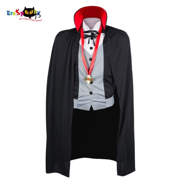 

men vampire costume halloween costumes male fantasy cosplay fancy dress gothic cloak cape stand collar for party carnival, Black;red