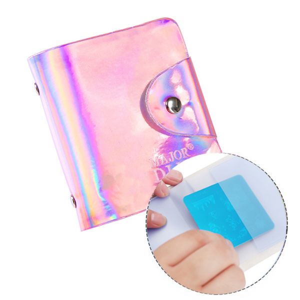 

1pcs new 2 colors 32slots stamping plate holder nail art plates case bag storage for square stencil, White