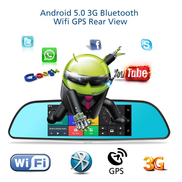 

car dvr gps recorder 7" touch screen rearview mirror auto dash cam car dvr full hd 1080p registrator night vision camera