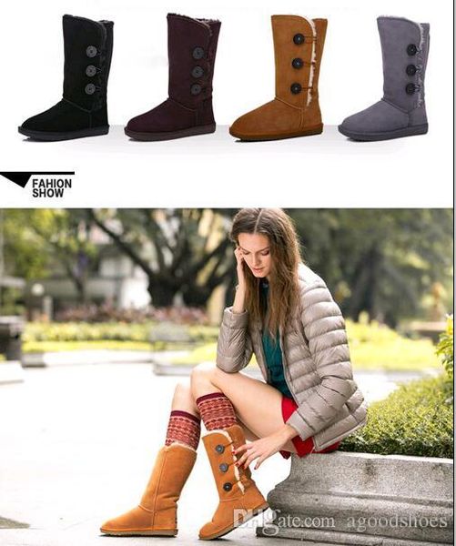 

new new wgg women's classic tall boots woemns snow boots winter leather boots #8 #, Black