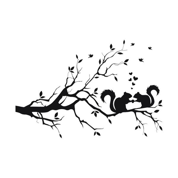 

squirrel on long tree branch wall sticker animals cats art decal kids room home decor stylish new adesivo de parede