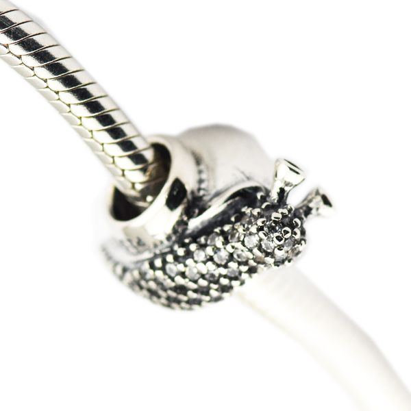 Perlen für die Schmuckherstellung, funkelnder Schnecken-Charm, 925er Sterlingsilber, passend für Armband, Halskette, Frau, DIY-Charms
