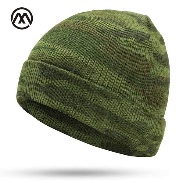 

new winter men's knit hats brand winter warm gorros touca camouflage outdoor camping army warrior male skull turban cap cotton