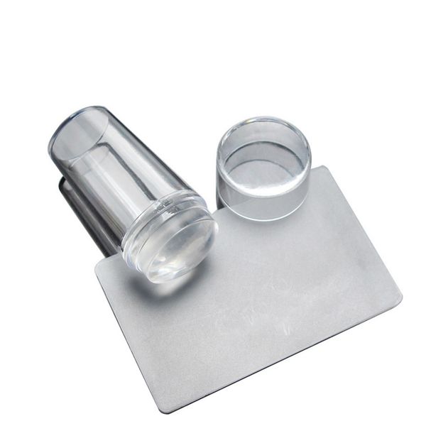 

nail art clear jelly stamper 2.9cm transparent nail stamp scraper stamper polish transfer stamping plate for beauty nails, White