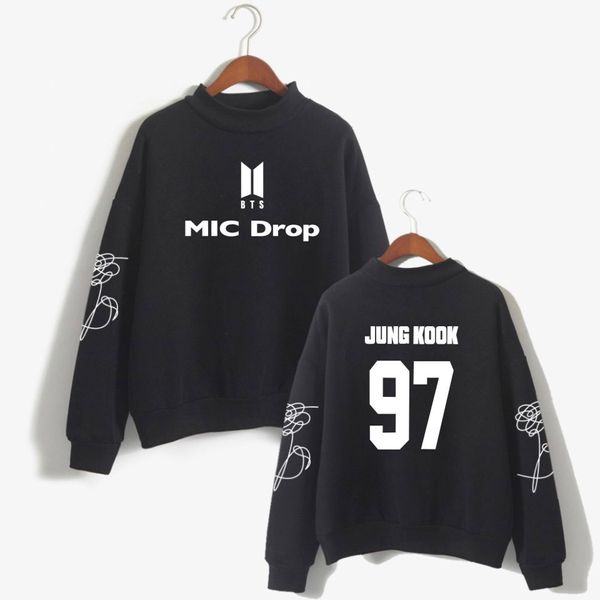 

bts mic drop k women/men hoodies sweatshirts bangtan boys outwear hip-hop hoodies new song dna k- winter clothes, Black