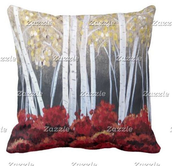 Plush Birch Tree Decor Pillow Can Be Customized To Map Satin